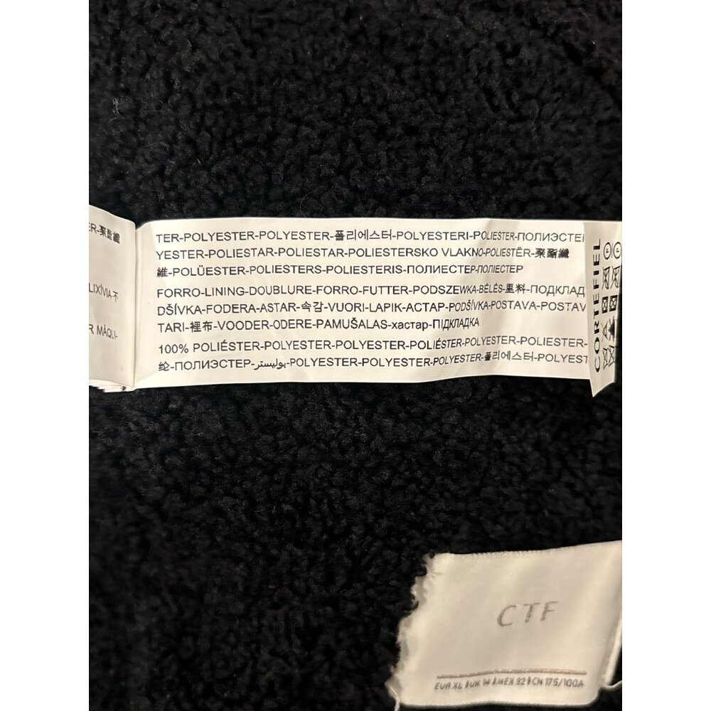 Cortefiel Black Faux Shearling Coat Women’s XL Open Front Cozy Minimalist Jacket - Picture 8 of 11